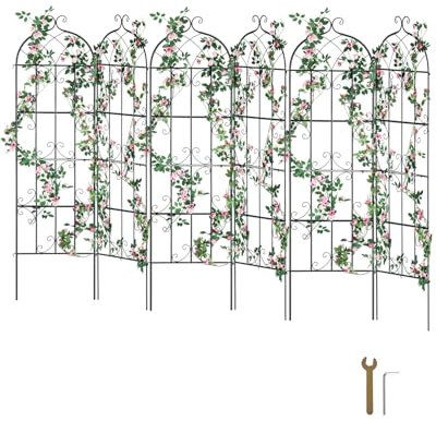 VEVOR Treillis Jardin pour Plantes grimpantes, 51 x 180 cm, Treillis Fleurs de Jardin en métal antirouille, Treillis de rosiers grimpants extérieur, Support de concombres, pour Cours, pelouses, 6 pcs