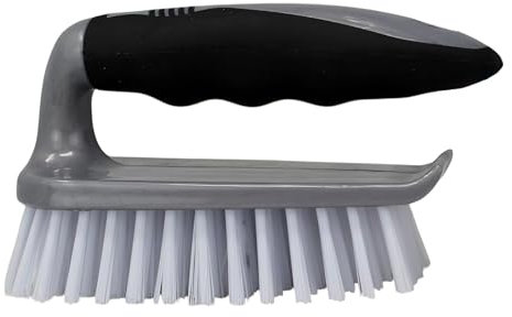 Best House | Scrubbing Brushes | Non-Slip Soft Grip Handle | Grey Black | 1Pc | Heavy Duty with Stiff Bristles | Household Cleaning Brush for Indoor & Outdoor, Bathroom, Kitchen, Carpet, Floor