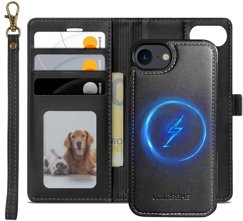 XTCASE Magnétique Coque pour iPhone 16e / iPhone 17e Compatible avec MagSafe, 2 in 1 Housse en Cuir PU Premium Amovible Protection Etui à Rabat Fentes Carte Pochette de Portefeuille, Noir