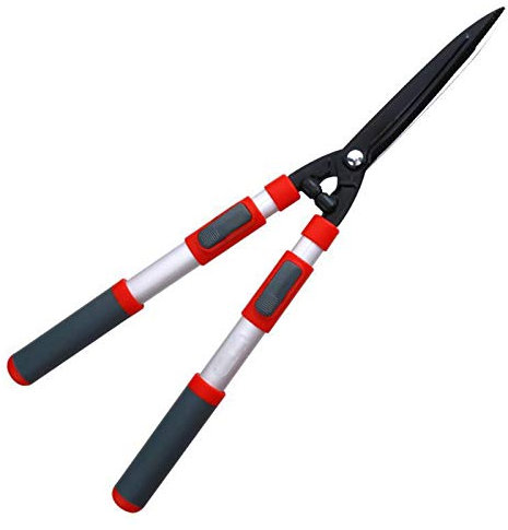 MRKU Tijeras de podar de Mango Largo, Herramienta para Cortar arbustos de boj, Tijeras ergonómicas con Acero SK-5, Hoja Dentada, Mango de Goma, Herramienta de jardinería de 620-810 mm