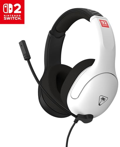 Turtle Beach Airlite Fit Black and White Wired Gaming Headset Officially Licensed for Nintendo Switch 2 and Nintendo Switch, and Nintendo Switch OLED – Flip-to-Mute Mic, Over-Ear Premium Comfort