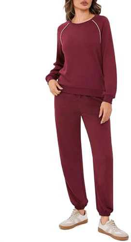 Terecey Set Completo Donna Sportivo Elegante Tinta Unita con Pantaloni e Girocollo per uno Stile Casual ma Raffinato anche in Casa Chiaretto XXL