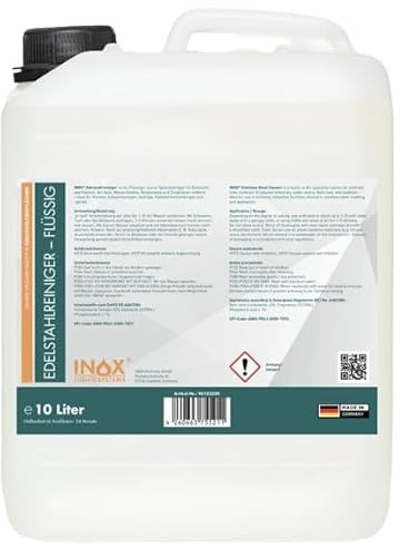INOX® Nettoyant pour acier inoxydable 1 l – Nettoyant et polissage pour cuisine, évier et maison – Entretien très efficace de l'acier inoxydable pour surfaces brillantes (1, 10 l)