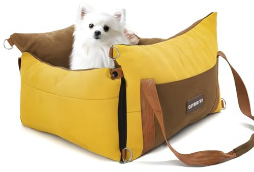 Seggiolino auto per cani di piccola taglia sotto i 15 kg, per cani di piccola taglia con zona di riposo allungabile, rimovibile e lavabile, cuccia per cani con scomparti e cintura di sicurezza