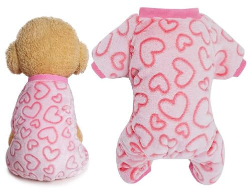 Abbigliamento Invernale per Cani, Pigiama in Peluche, Cappotto Invernale per Cane, Pigiama a Cuore, Maglione per Cani, Accessori per Cani, Costume per Cani Piccoli e Medi, Natale e San Valentino (L)