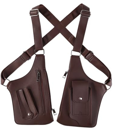 Sac à Bandoulière Sous Bras pour Homme, Double Bandoulière Imperméable Sac sous Le Bras avec Sangle Réglable pour Téléphone et Clés (Marron Café)