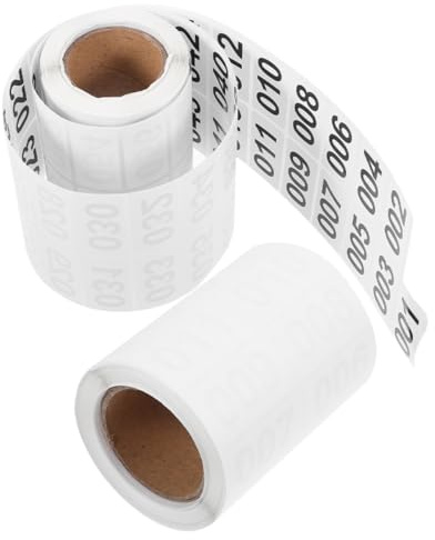 OATIPHO Pegatinas Numeradas Autoadhesivas 2 Rollos 40x20 Mm 1000 Etiquetas para Inventario, Organización y Control en Almacenes, Etiquetas Adhesivas Consecutivas Multiusos