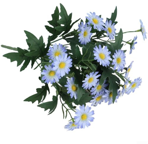 Bouquet de marguerites artificielles à 9 têtes - Arrangement de fleurs artificielles en soie au toucher réaliste pour maison, jardin, salon, chambre à coucher, centre de table, décoration bohème de