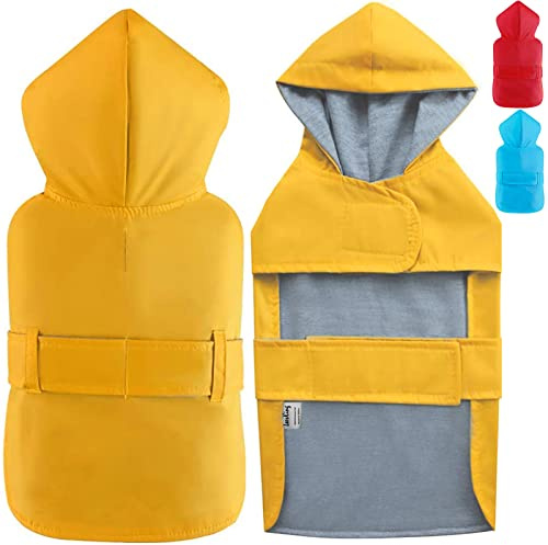 LeerKing Impermeabile per Cani con Giacca Morbida Fodera 10 taglie per Tutte le Razze Cani di Piccola Media Large Taglia Giallo XXS