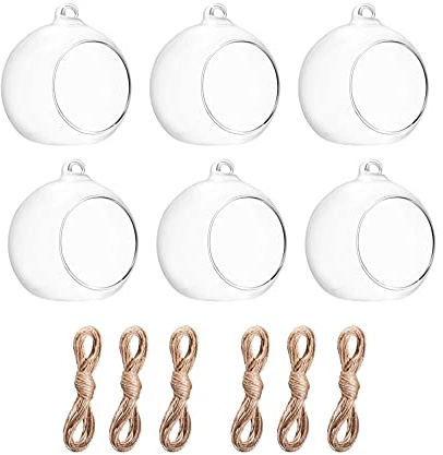 BlogBlog Hanging Glass Candle Holder, Globe Glass Tea Light Holder, Hanging Glass Vase, Flower Plants Terrarium, Glass Orbs Container, Micro Landscape DIY for Home, Office, Wedding (3.15 24Pcs)