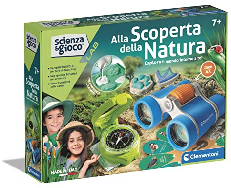 Clementoni Scienza e Gioco Lab - alla Scoperta della Natura, Gioco Scientifico Bambini 7+ Anni, con Binocolo e Bussola per Birdwatching e Orienteering, Made in Italy, Lingua Italiana, 19328