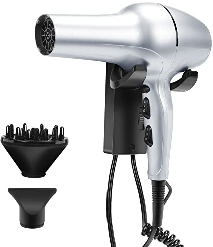 QL Haartrockner mit Wandhalterung 2200 W Ionen bürstenloser AC-Motor Silber
