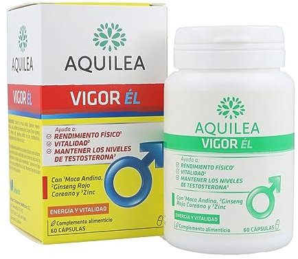 AQUILEA | VIGOR ÉL | 60 cápsulas | Ginseng Rojo Coreano y Maca Andina | Energía y Vitalidad | Testosterona | Rendimiento físico