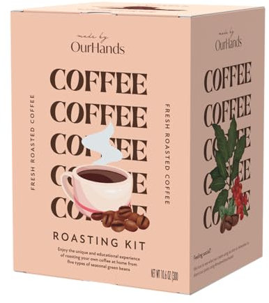 Coffee Roasting Kit by OurHands - Learn to Roast Green Coffee at Home with Your Oven - Includes 6 Varieties of Unroasted Beans and Detailed Instructions