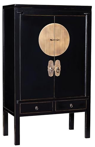 Colours of The Orient - Chinesischer Hochzeitsschrank Classic Black - Orientalischer Asiatischer Schrank - Handgefertigt aus China - Alt Schwarz