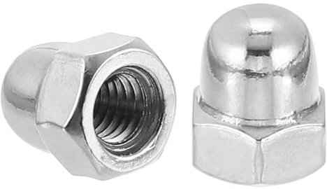 sourcing map M6x1.0 Acorn Cap Nuts, 10Pcs 304 Stainless Steel Dome Cap Head Acorn Nut Hardware Nuts for Bolt Cover, Silvery
