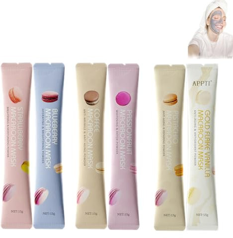 Mikabila 04 Lot de 6 Masque en Poudre pour Soins du Visage,Masque Natural Brightening Powder Mask, Masque Visage Matifiant et Purifiant, Poudre de Masque Hydro Peel-Off Professionnelle