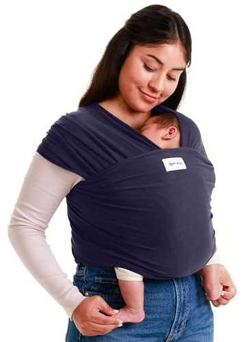 Sleepy Wrap Fascia Neonato Fino a 15 kg - Morbido, Facile da Indossare, Trasporto a Mani Libere, Marsupio Bambino a Fascia Porta Bebé (Blu Scuro)