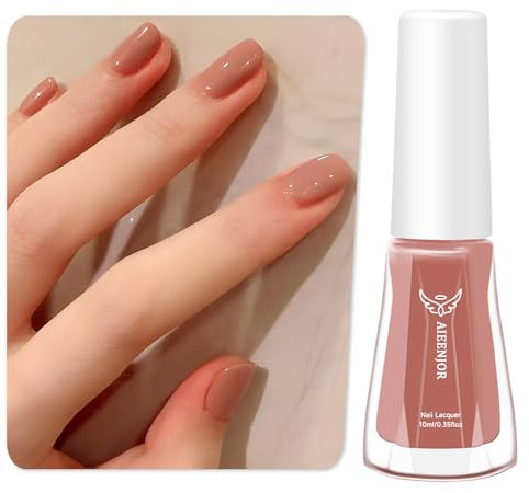 Aieenjor Schnelltrocknender Nagellack, Nude Braun Nagellack ohne UV-Lampe Nail Polish Schonend und langanhaltend(Nude Braun)