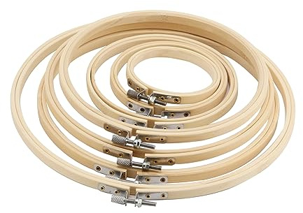 CHUIFAI Juego de 21 bastidores de bordado de madera, redondos, ajustables, marco de punto de cruz, marco en 7 tamaños, 7,5 cm, 9,6 cm, 12,5 cm, 15 cm, 18 cm, 21 cm, 22,5 cm, anillos de madera de