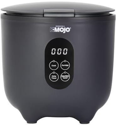SQ Professional K Mojo Electric Mini Rice Cookers 0.4L Automatic Cooking White or Brown Rice & Porridge Cooker Warmer Function with Removable Non-Stick Bowl (Grey, 400ml Rice Cooker)
