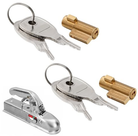 Cadenas Remorque, 2Pièces Anti Vol Remorque, Antivol Remorque, Antivol Remorque Attelée, Antivol de Remorque, Antivol Remorque Attelée Et Non Attelée, Serrure D'Attelage de Remorque（Livré avec 4 clés）