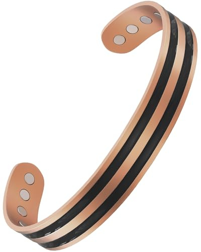 Jeracol Copper Magnetic Bracelet for Men and Women,99% Pure Copper Bracelet for Men-Adjustable Cuff with Gift Box(Copper Double Line)