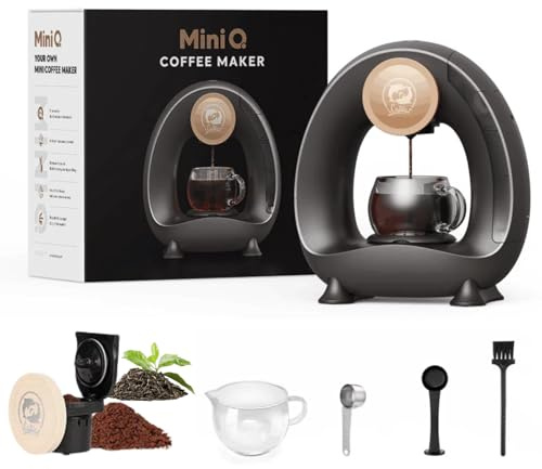 i Cafilas Elektrische Kaffeemaschine Mini Kaffeebrüher für gemahlenen Kaffee,Americano 2-in-1 Mini One Cup Kaffeebrauer/Teebereiter, 120-240 ml (Schwarz)