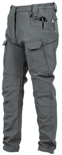 Pantaloni Trekking Invernali Uomo Pantaloni Sci Alpinismo Felpati Fleece Interno Termico Pantalone Neve Caldi Pantaloni Cargo Invernale Antistrappo per Caccia Montagna Snowboard Lavoro,Grigio,M