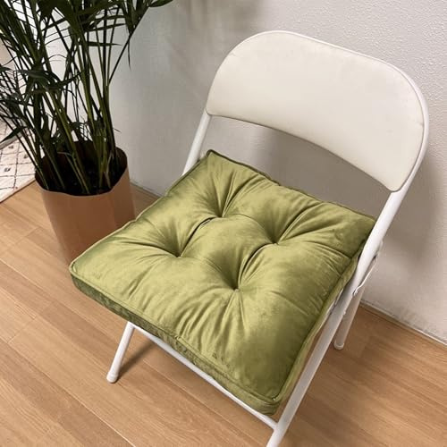 Cómodo juego de cojines para silla, 40 x 40 cm, color verde hierba con lazos, perfecto para interiores, oficina, hogar, restaurante, elegantes almohadillas para silla para mayor comodidad