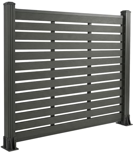 KARAT Valla de WPC Juego completo – antracita – 180 x 180 cm – Valla de jardín – Valla de protección visual – Elemento para terraza y jardín – Incluye material de montaje – Milos