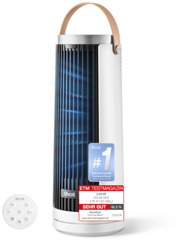 Levoit Windi Mini 20dB leiser DC Turmventilator, platzsparend kleine Räume