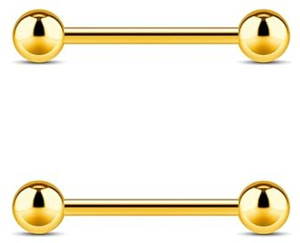 QZKJQDD Nipple Bars, Gold Nipple Piercing Jewellery, 14mm Tongue Bars, Titanium Nipple Bar 16G Nipple Piercing Jewellery Nipple Barbell for Women Men (4mm)