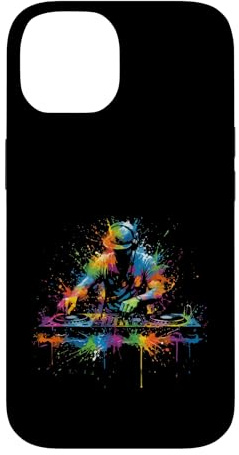 Carcasa para iPhone 14 DJ Rave EDM Music Festival DJ y Tocadiscos Pintura Splash Art