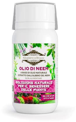 GIARDINI D'ITALIA - Olio di Neem per Piante 100% Vegetale, Olio di Neem ad Azione Repellente e Antifeeding Contro Zanzare Pidocchi Cocciniglia e Altri Insetti, Rinvigorisce e Protegge le Piante, 200ml