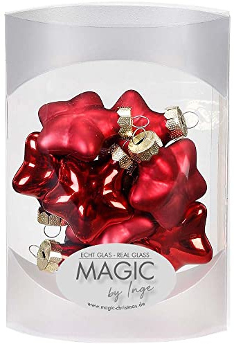 MAGIC 8 Sterne 4cm Glas Weihnachtsschmuck Weihnachtsdeko Christbaumkugeln Weihnachtskugeln Christbaumschmuck Deko Kugeln (Chianti | weinrot)