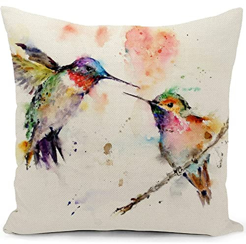 Kissenbezug Vogel kolibri Kissen deko Geschenke für sofakissen Hummingbird Outdoor kissenbezüge dekokissen couchkissen kissenhülle gartenmöbel Balkon Couch Bett Sofa Dekoration40x40cm