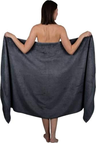 Wholesale Trade Dealz Extra Large Bath Sheet 100 x 200 cm Super Jumbo Big Bath Sheets Towels Beach Body Wrap XL Bath Towels 600-GSM (Charcoal Grey)