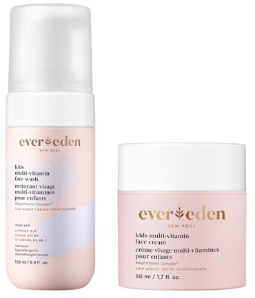 Evereden Kids Multi-Vitamin Face Wash & Cream Set, Vegan, Peach, Ages 3+
