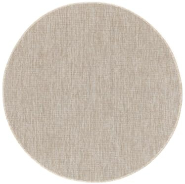RugVista Cameron, In & Outdoor-Teppich, Ø 100 cm, Rund, Niedriger Stapel, Diele, Patio, Nur Handwäsche, UV-beständig, Beige