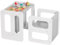 Yorbay Tisch und Stuhl Set für Kinder Kinderschreibtisch mit 1 Hockern, Kindersitzgruppe 3 in 1-Wendehocker & zum Kinderarbeitsplatz umwandelbarer Kinderbank, Kindermöbel (Grau, M)