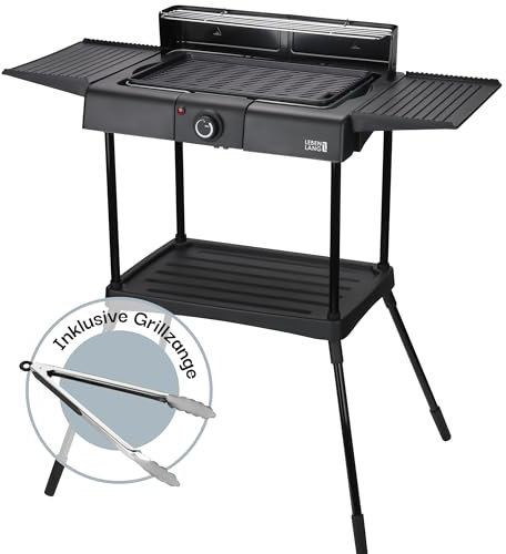 LEBENLANG 2in1 Elektrogrill Tischgrill elektrisch - Inkl. Standfuß & Grillzange I Elektro Grill für Draußen & Drinnen Balkon Tisch 2000W I Electric Grills Elektrische Tischgrills BBQ Balkongrill