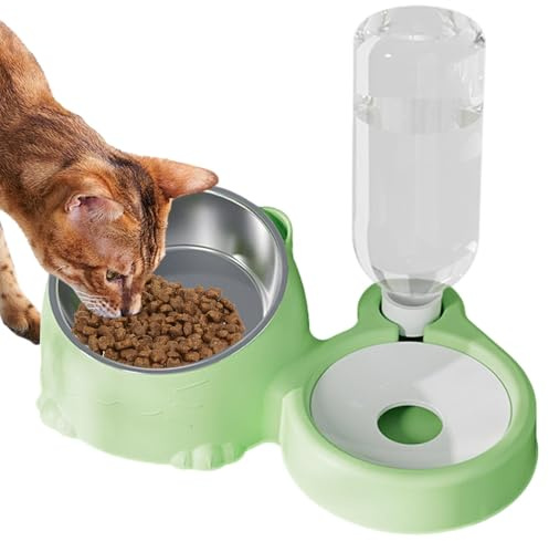 Set med kattmat och vattenskålar, set med kattmat och vattenskålar