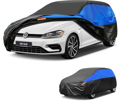 GUNHYI Telo Copriauto Impermeabile e Traspirante,Telo Copri Auto per Volkswagen VW Golf MK6 MK7 MK8 MK9, Nero Blu Telone per Auto da Garage Completo per la Protezione Dalla Pioggia e Dalla Polvere.