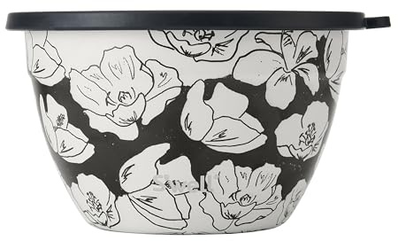 S'well Stainless Steel Salad Bowl Kit - 1.9 Litre, Charcoal Bloom - Comes with 60ml Condiment Container and Removable Tray for Organisation - Leakproof, Easy to Clean, Dishwasher Safe