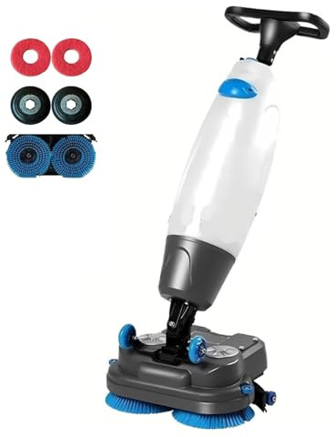 Pvxa 18 Commercial Floor Scrubber Machine, Compact Walk Behind Commercial Floor Scrubber Dryer, 13000 Sqft/H, with 18 Cleaning Width, Rotary Double Brushes 360° White