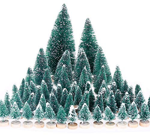 60 pièces Mini Arbre de Noel Sapin de Noel Artificiel Table Arbres pour la Décoration de Maison de Fête de Noël