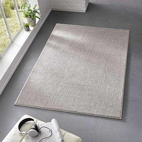 Taracarpet Teppich Kurzflor weicher Designer Uni Bodenbelag Madrid fürs Wohnzimmer, Kinderzimmer, Schlafzimmer und die Küche geeignet Grau Silber 280x380 cm