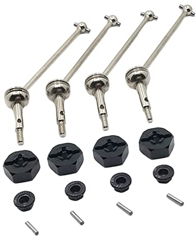 F Fityle Eje de transmisión Delantero y Trasero de 4 Piezas para WLtoys 1/14 144001 1/12 124018 124019 RC Truck Car Hobby Model - Negro