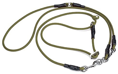 Mystique® Biothane Hunting Profi Umhängeleine 6mm Moxon mit Zugbegrenzung Khaki L-325cm
